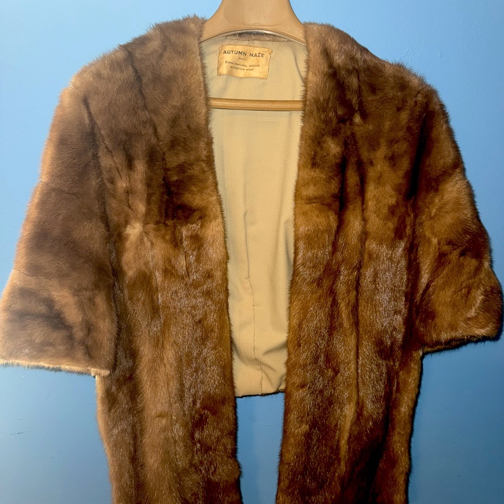 1950s vintage real fur mink shawl, One size fits most.